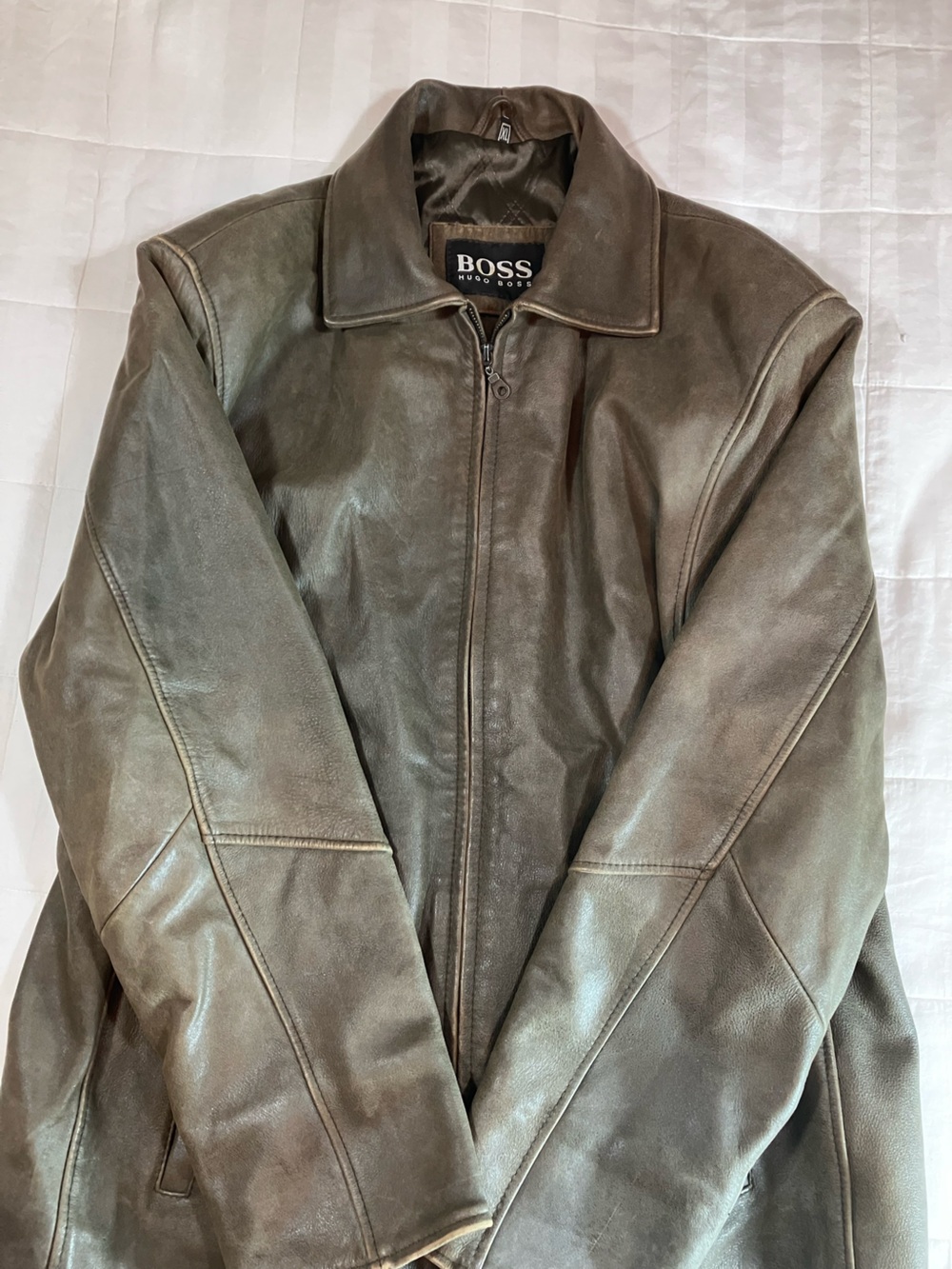 Hugo Boss Brown Suede Bomber Jacket
